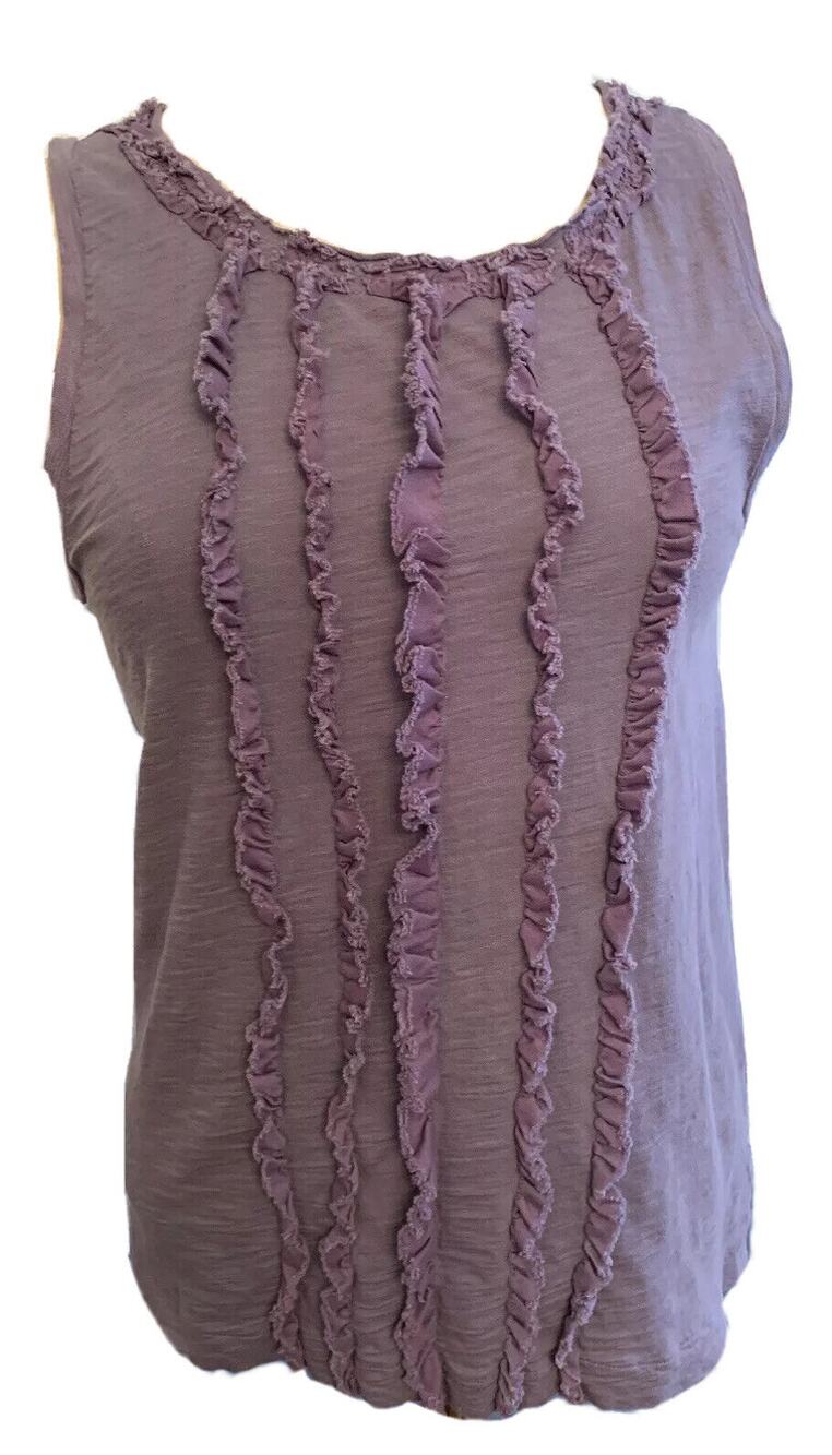 Small J.Crew Purple Tank Muted Purple Knit Ruffle Front Style Sleeveless Women's